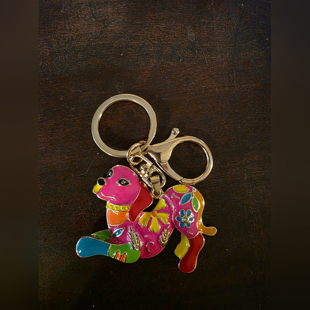 BETSY JOHNSON Colorful Dog Keychain